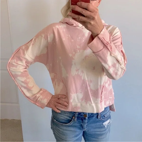 Pink & Cream Tie Dye Hoodie - Picture 3 of 9